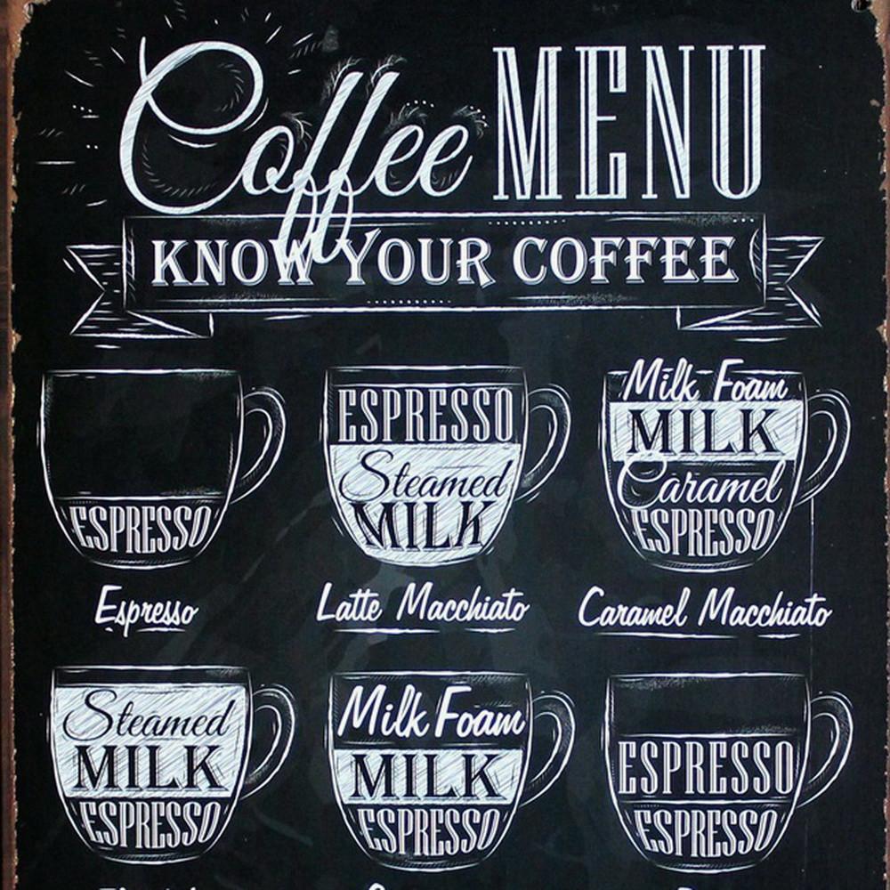 Vintage Coffee Menu Tin Sign